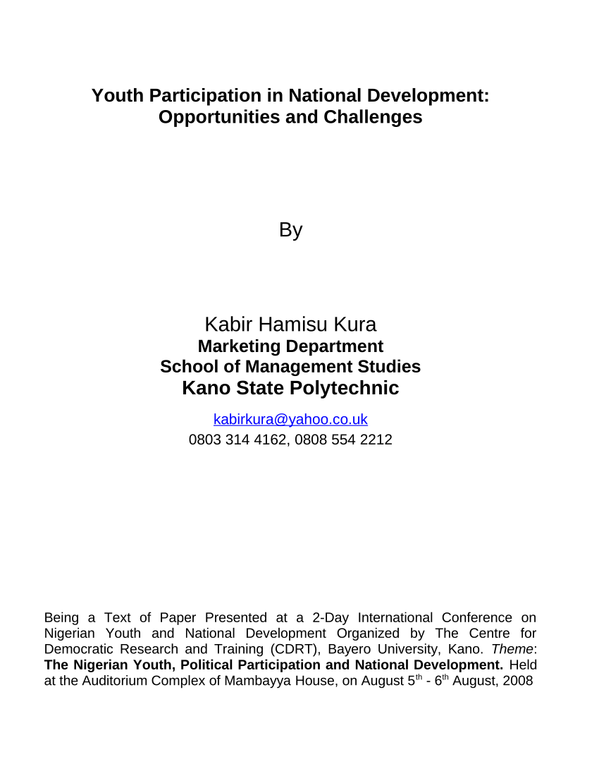 role of youth in national development