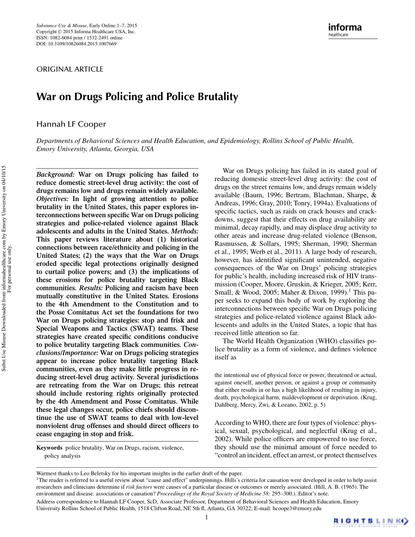 War on drugs research paper