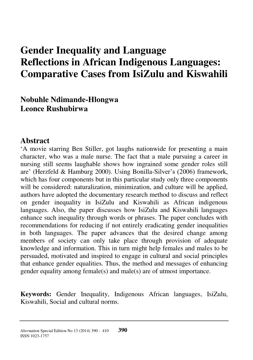 pdf) gender inequality and language reflections in african