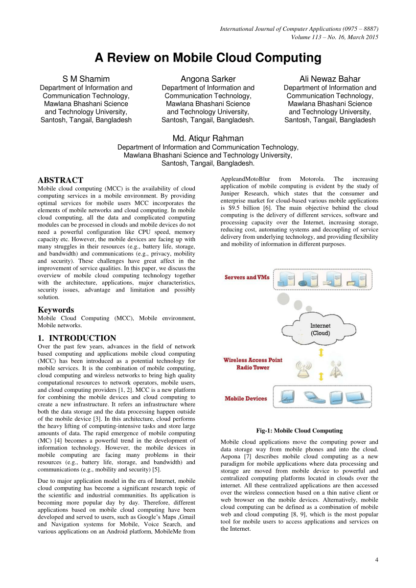 research paper on mobile cloud computing