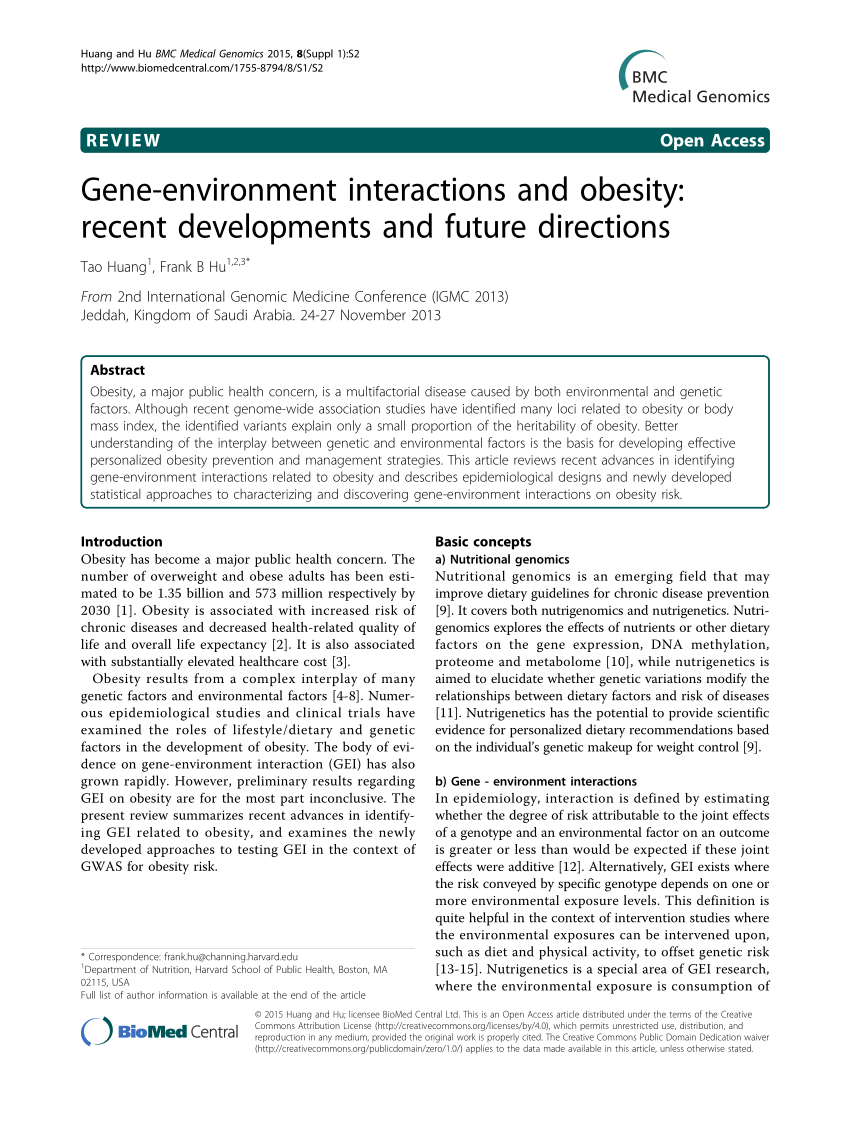 Pdf Gene Environment Interactions And Obesity Recent Developments And Future Directions 