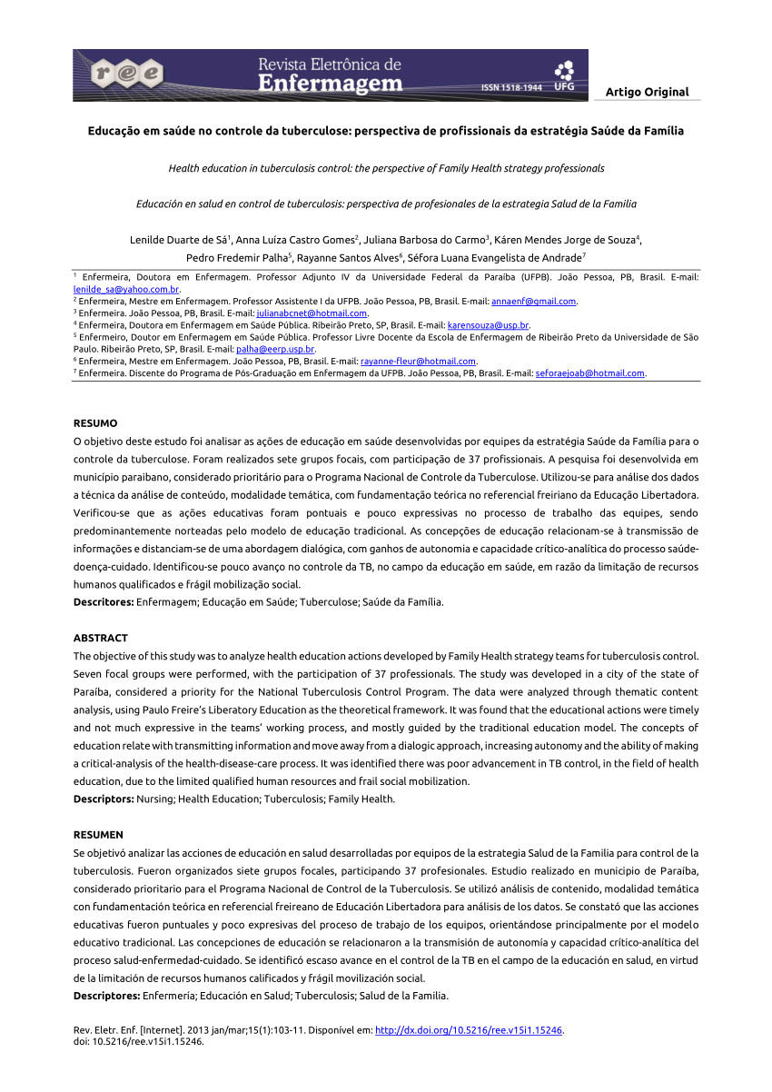 EDUCAÇÃO EM SAÚDE: AÇÕES DE PREVENÇÃO DA TUBERCULOSE EM