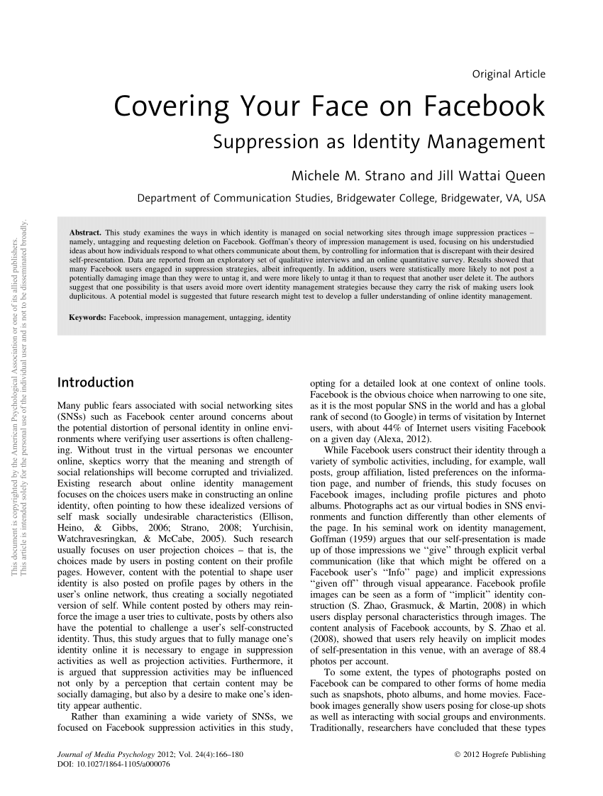 Covering Your Face on Facebook