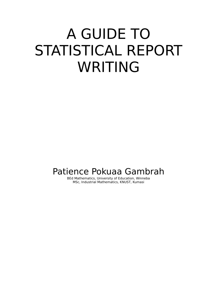 (PDF) A GUIDE TO STATISTICAL REPORT WRITING
