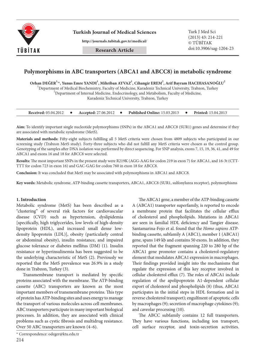 (PDF) TURKISH JOURNAL OF MEDICAL SCIENCES