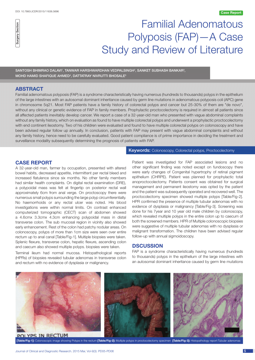 Familial adenomatous polyposis (FAP) - diagnosis, surgery
