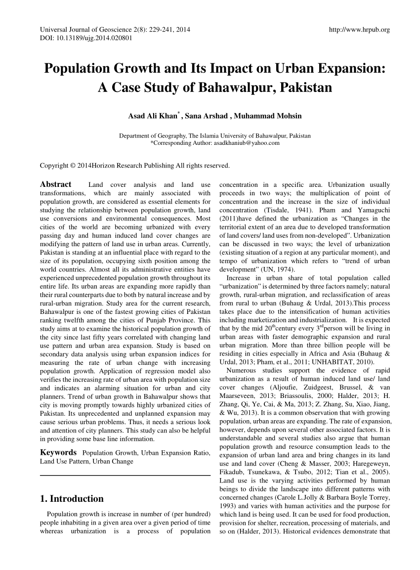 research paper on population growth in pakistan