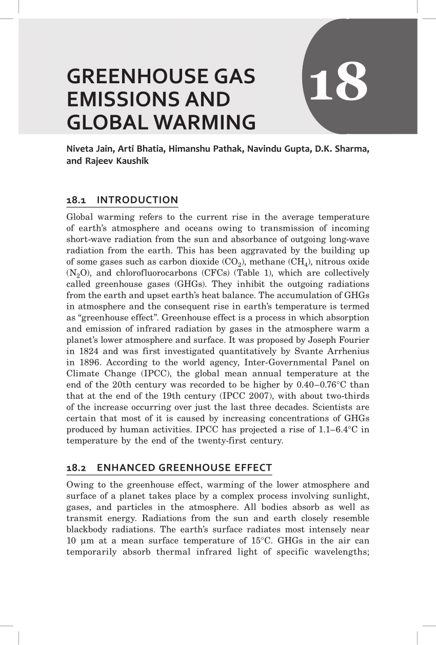 Pdf Greenhouse Gas Emissions And Global Warming 18 1 Introduction
