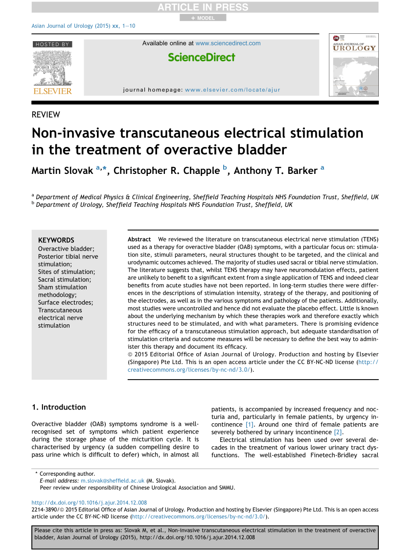 TENS: A simple Treatment for Overactive Bladder - PPFP
