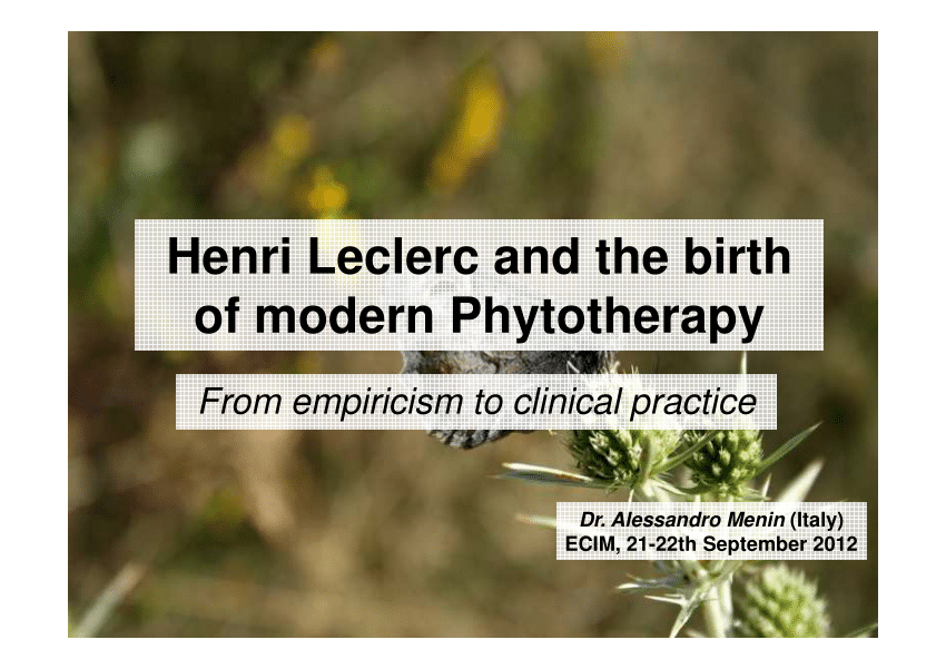 (PDF) Henri Leclerc and the birth of modern phytotherapy