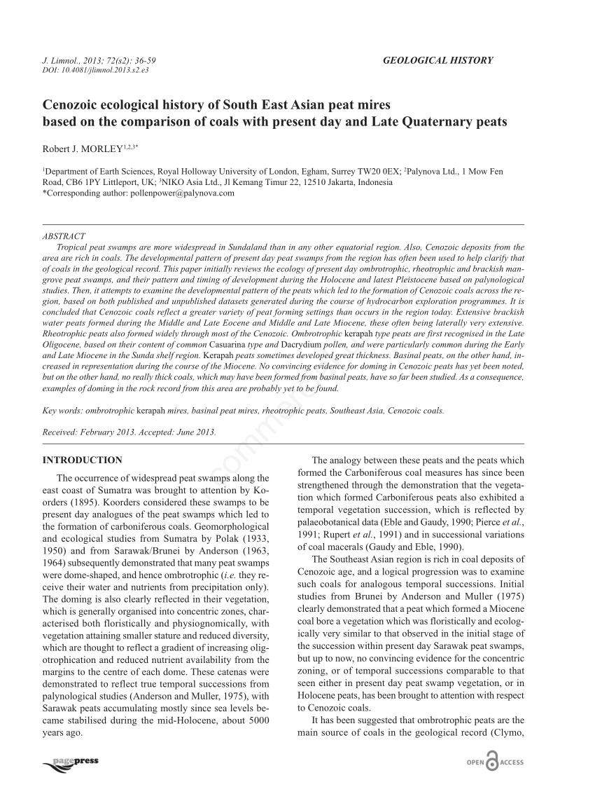 Pdf Cenozoic Ecological History Of South East Asian Peat Mires Based On The Comparison Of Coals With Present Day And Late Quaternary Peats