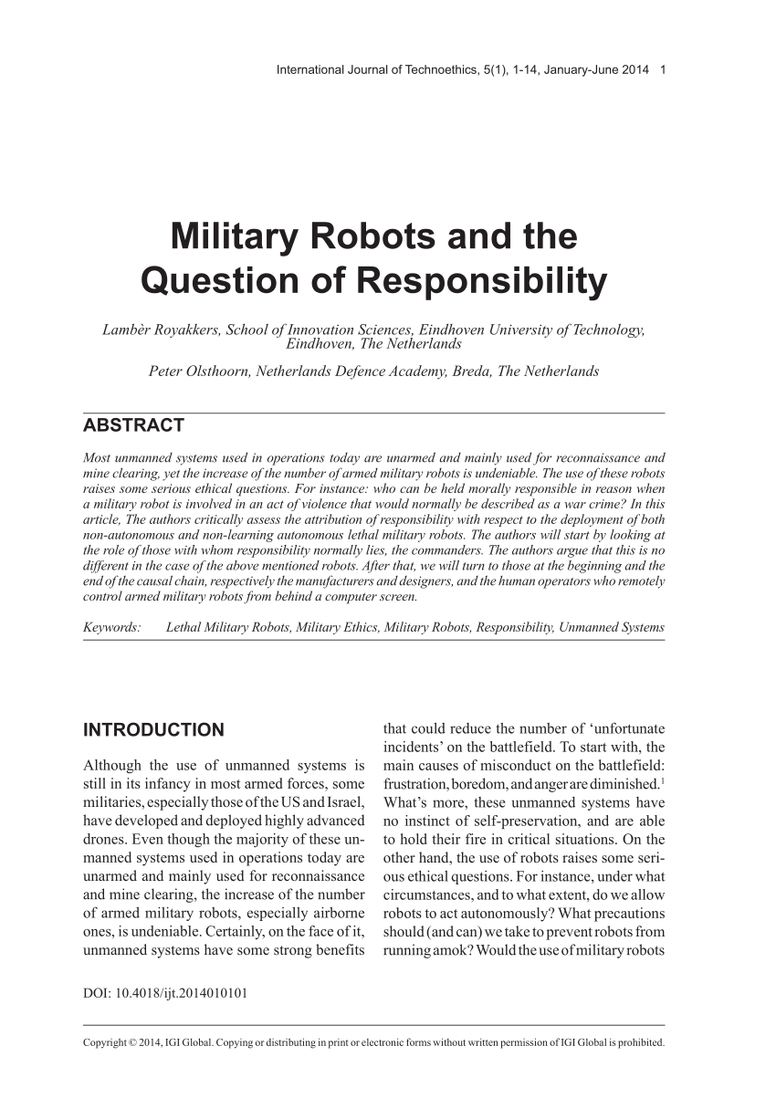 military robot research paper