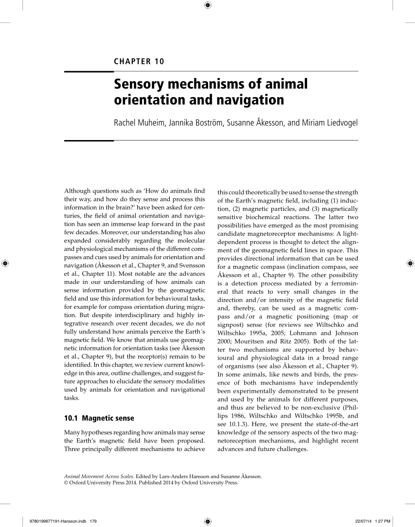 PDF) Sensory mechanisms of animal orientation and navigation