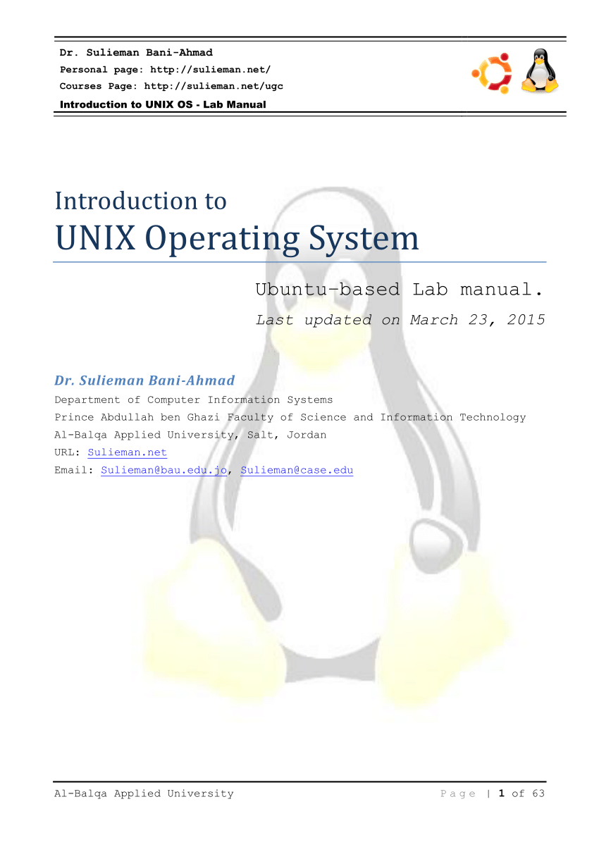 pdf) introduction to unix operating system ubuntu–based lab manual.