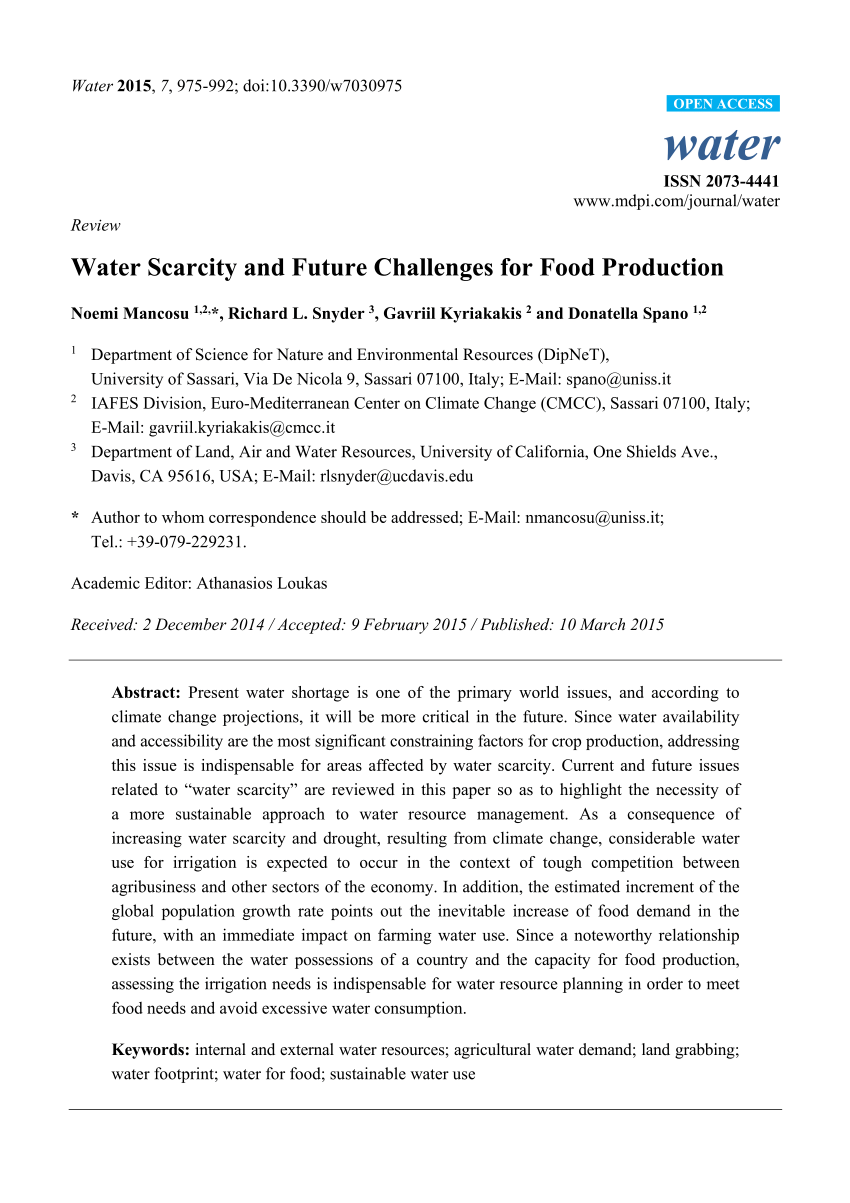 water scarcity research paper pdf