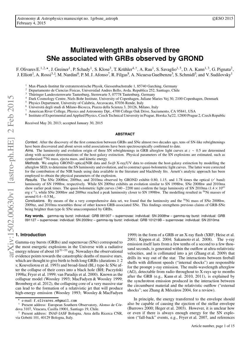 Pdf Multiwavelength Analysis Of Three Supernovae Associated With Gamma Ray Bursts Observed By Grond