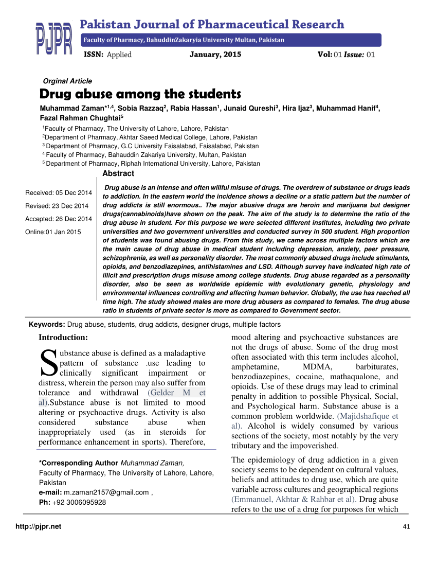 research article drug abuse