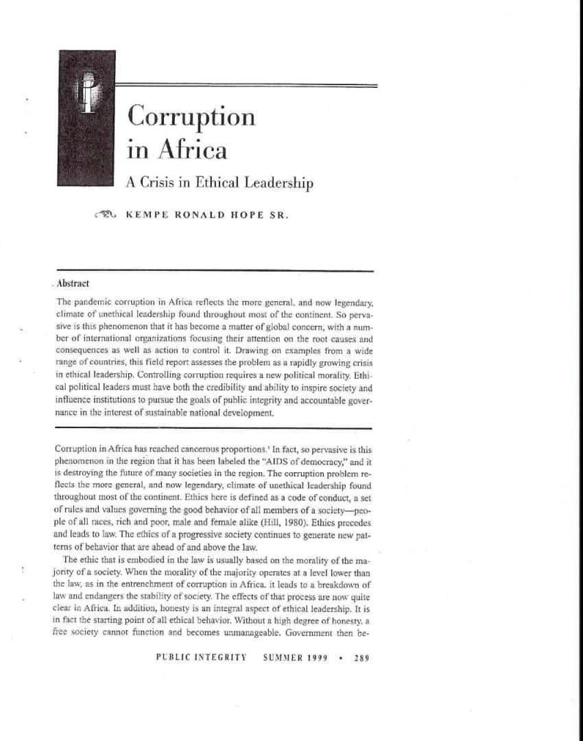 corruption in africa essay pdf