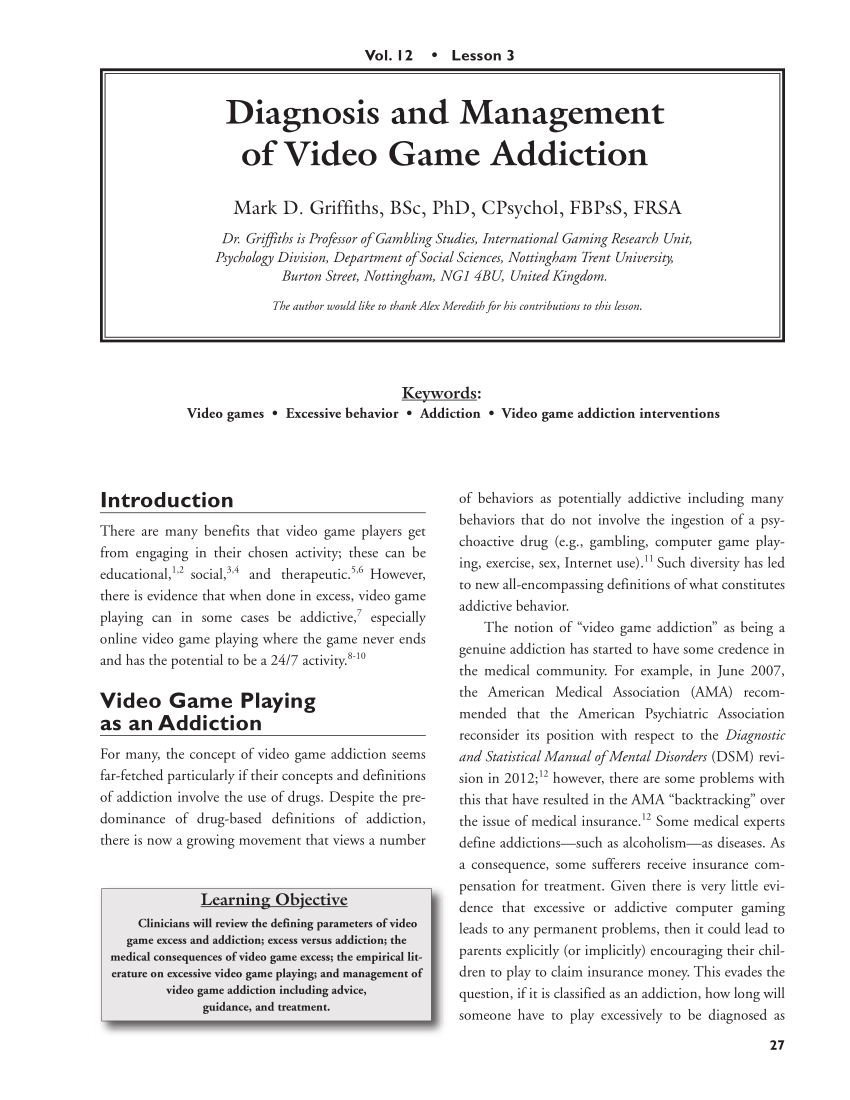 game addiction literature review