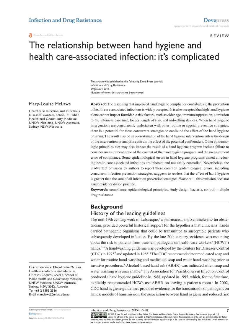 PDF) The relationship between hand hygiene and health care