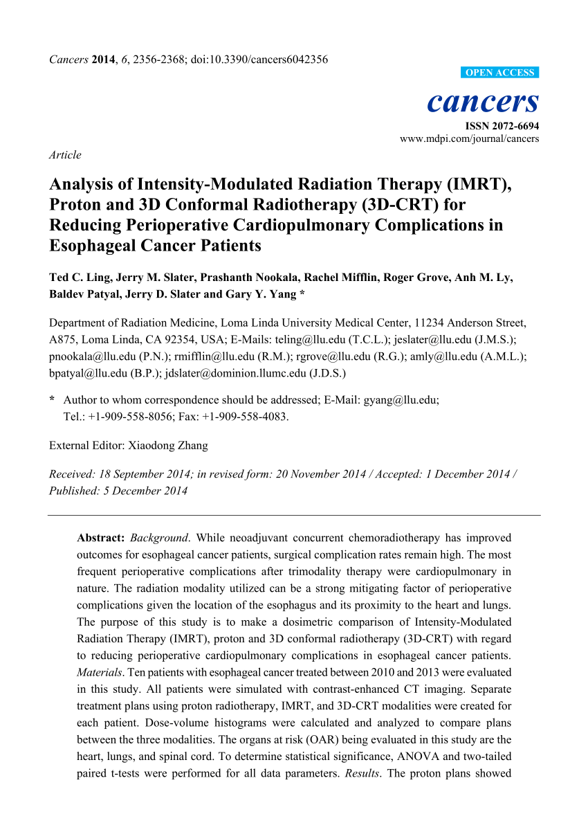 PDF) Analysis of Intensity-Modulated Radiation Therapy (IMRT 