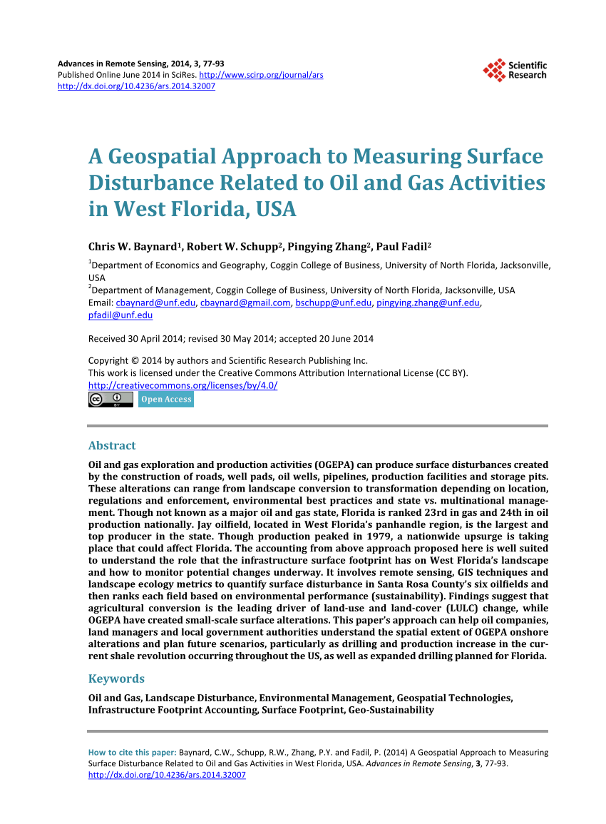 PDF) A Geospatial Approach to Measuring Surface Disturbance ...