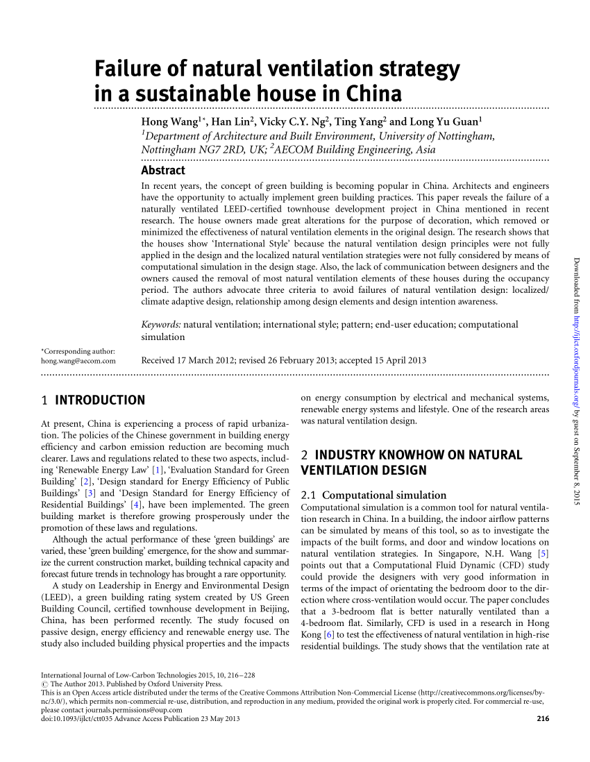 Pdf Failure Of Natural Ventilation Strategy In A Sustainable