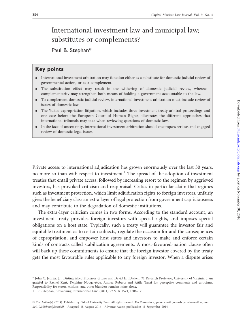 international investment law research paper