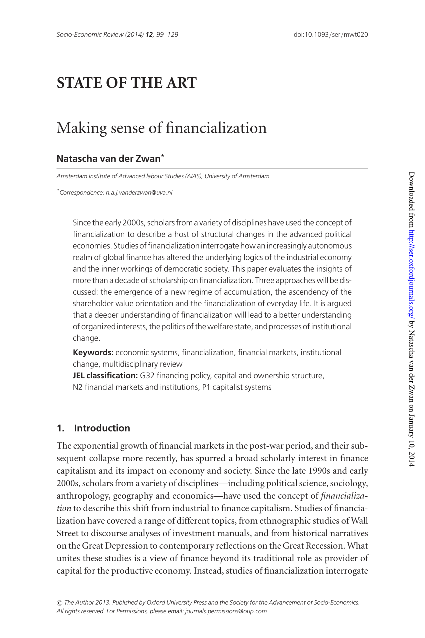 PDF) Making Sense of Financialization