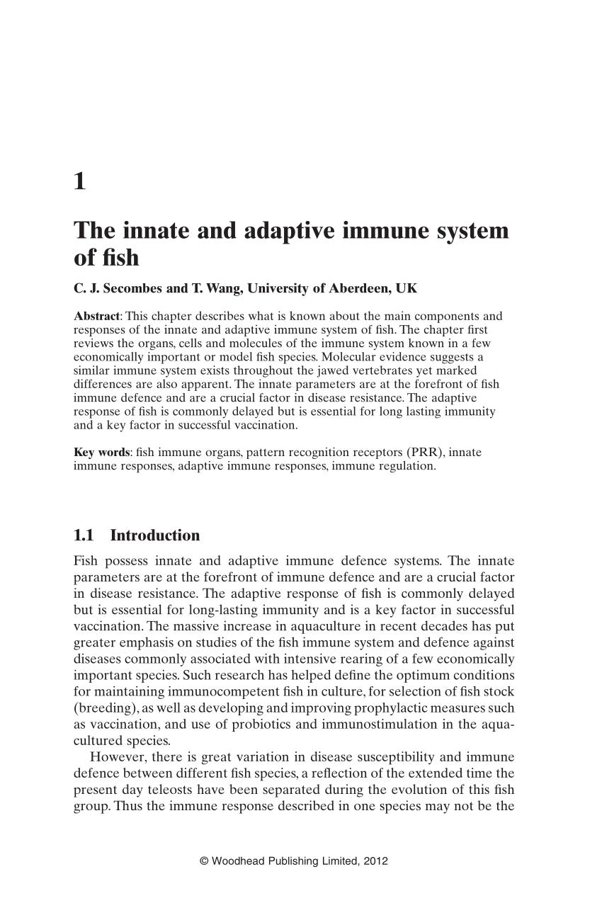 PDF) The innate and adaptive immune system of fish