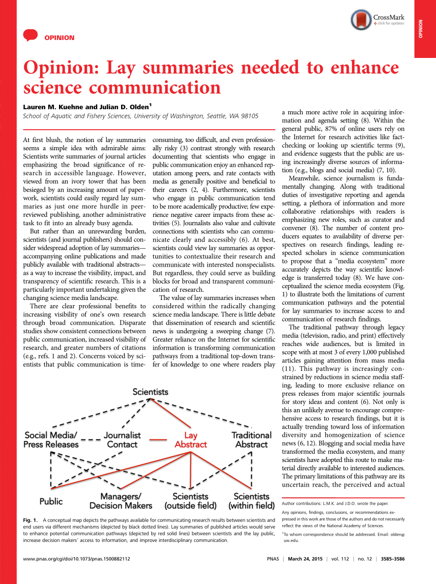 (PDF) Opinion: Lay summaries needed to enhance science communication