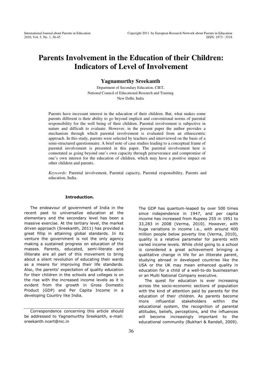 action research paper on parental involvement