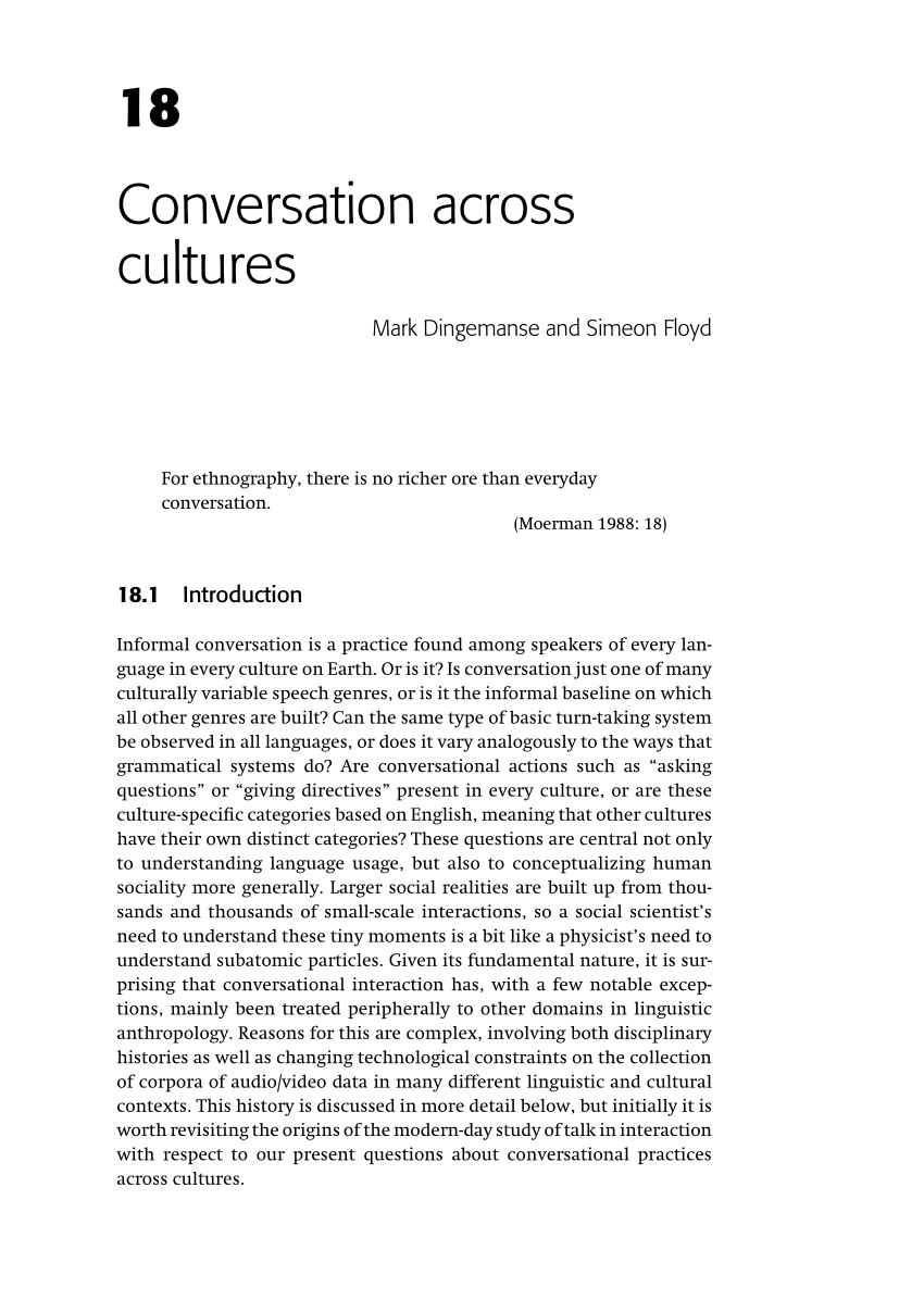 A Closs－Cultural approach to the analysis of conversation and its ...