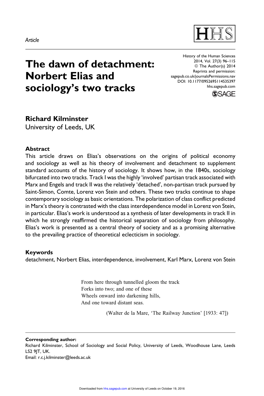 PDF) Norbert Elias and Emotions in History