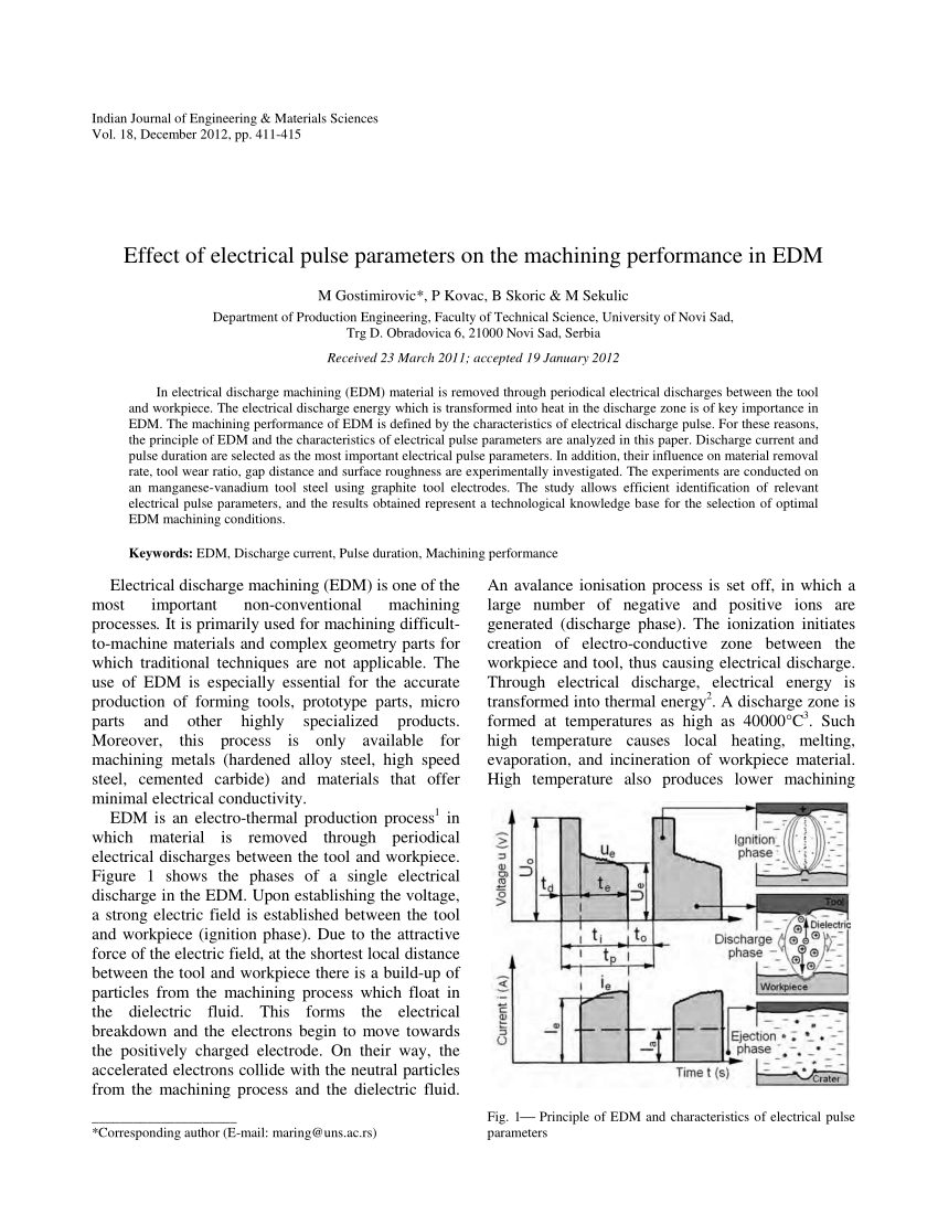 research paper on edm machine