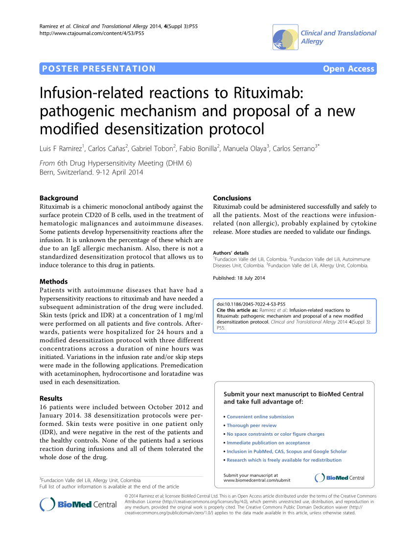 Pdf Infusion Related Reactions To Rituximab Pathogenic Mechanism