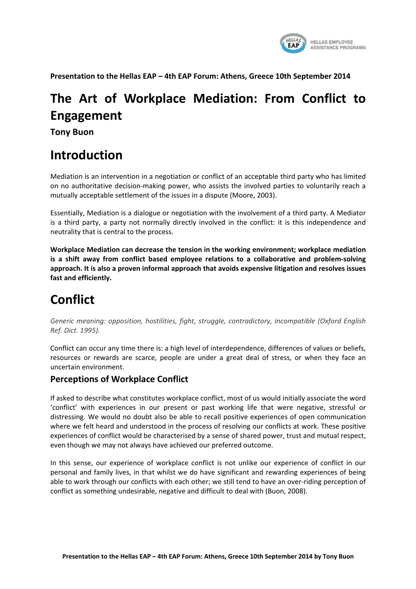 PDF) The Art of Workplace Mediation: From Conflict to Engagement Within workplace mediation agreement template
