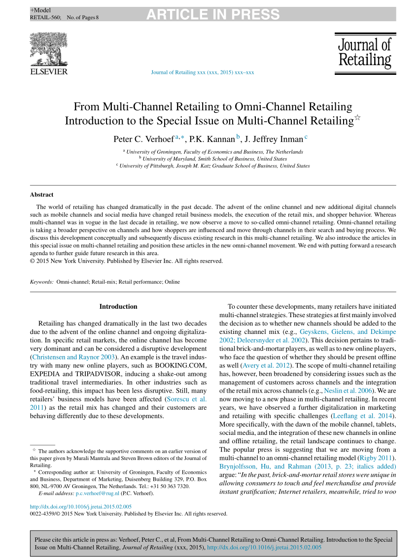 Pdf From Multi Channel Retailing To Omni Channel Retailing