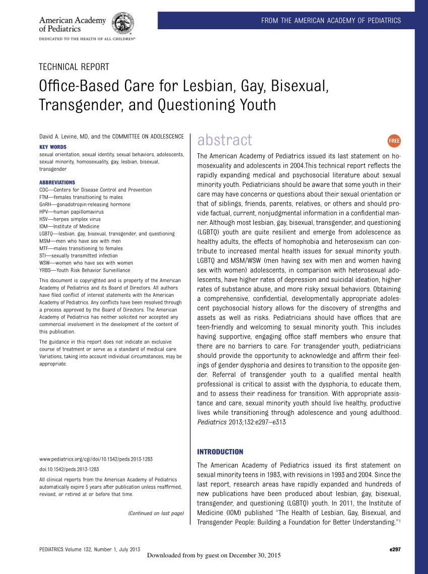 PDF) Office-Based Care for Lesbian, Gay, Bisexual, Transgender, and  Questioning Youth