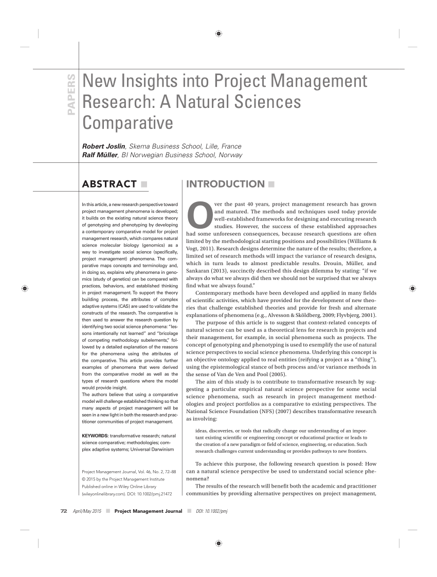 project management research articles
