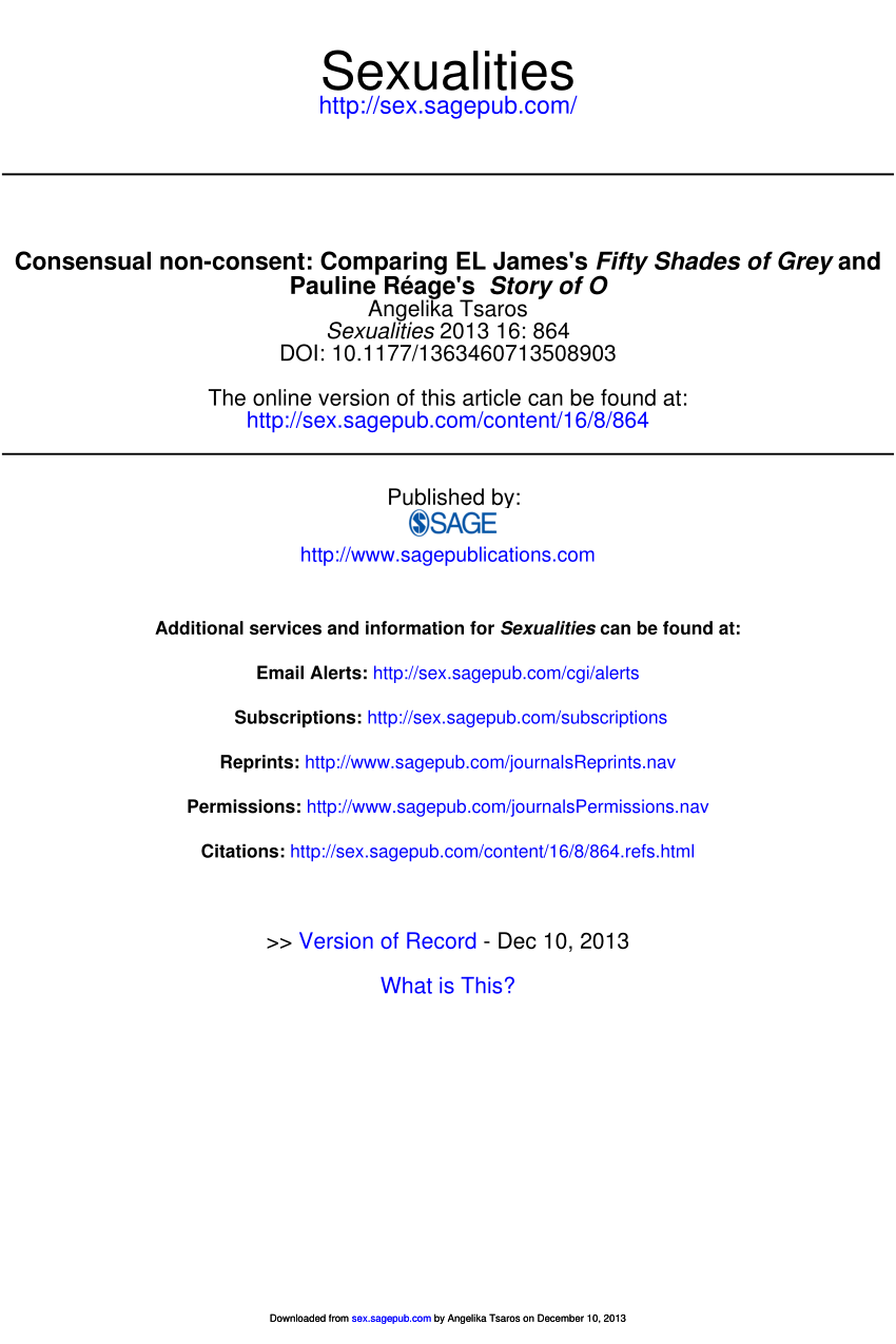 PDF) Consensual non-consent Comparing EL Jamess Fifty Shades of Grey and Pauline Reages Story of O
