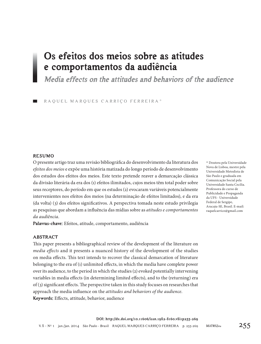 (PDF) Media effects on the audience attitudes and behavior