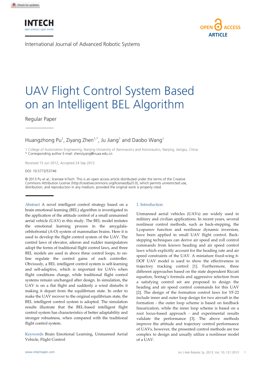 PDF) UAV Flight Control System Based on an Intelligent BEL Algorithm