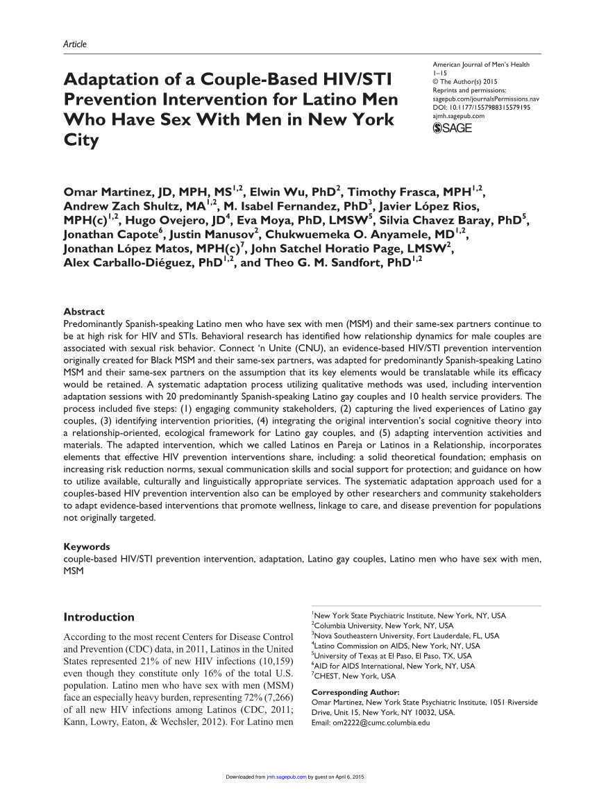 PDF Adaptation of a Couple Based HIV STI Prevention Intervention  