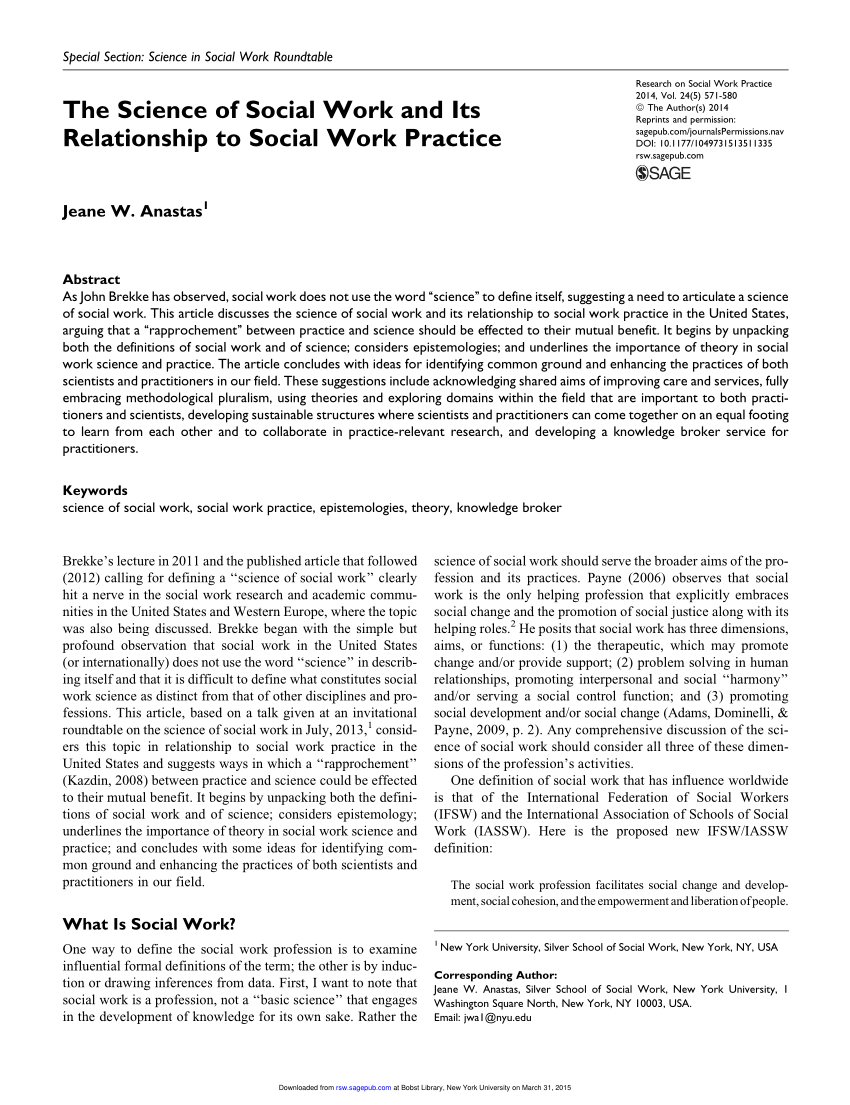 definition for social work research