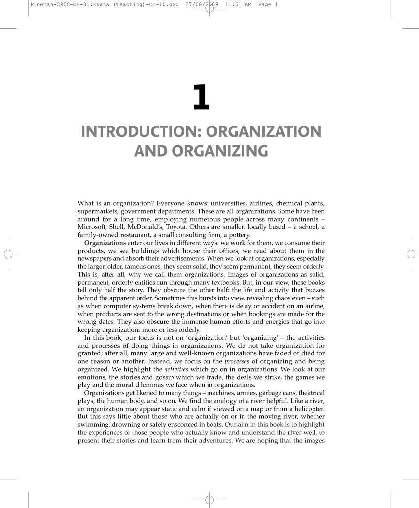 essay introduction about organization