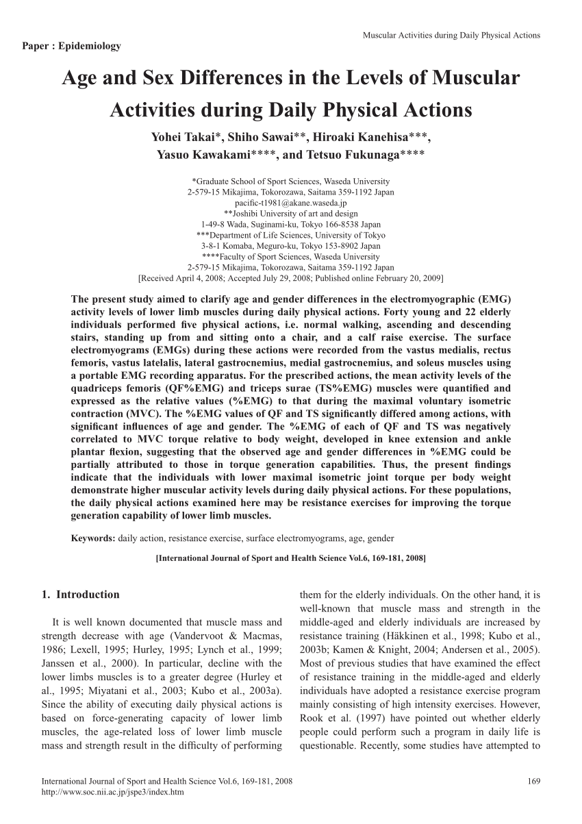 PDF) Age and Sex Differences in the Levels of Muscular Activities during  Daily Physical Actions