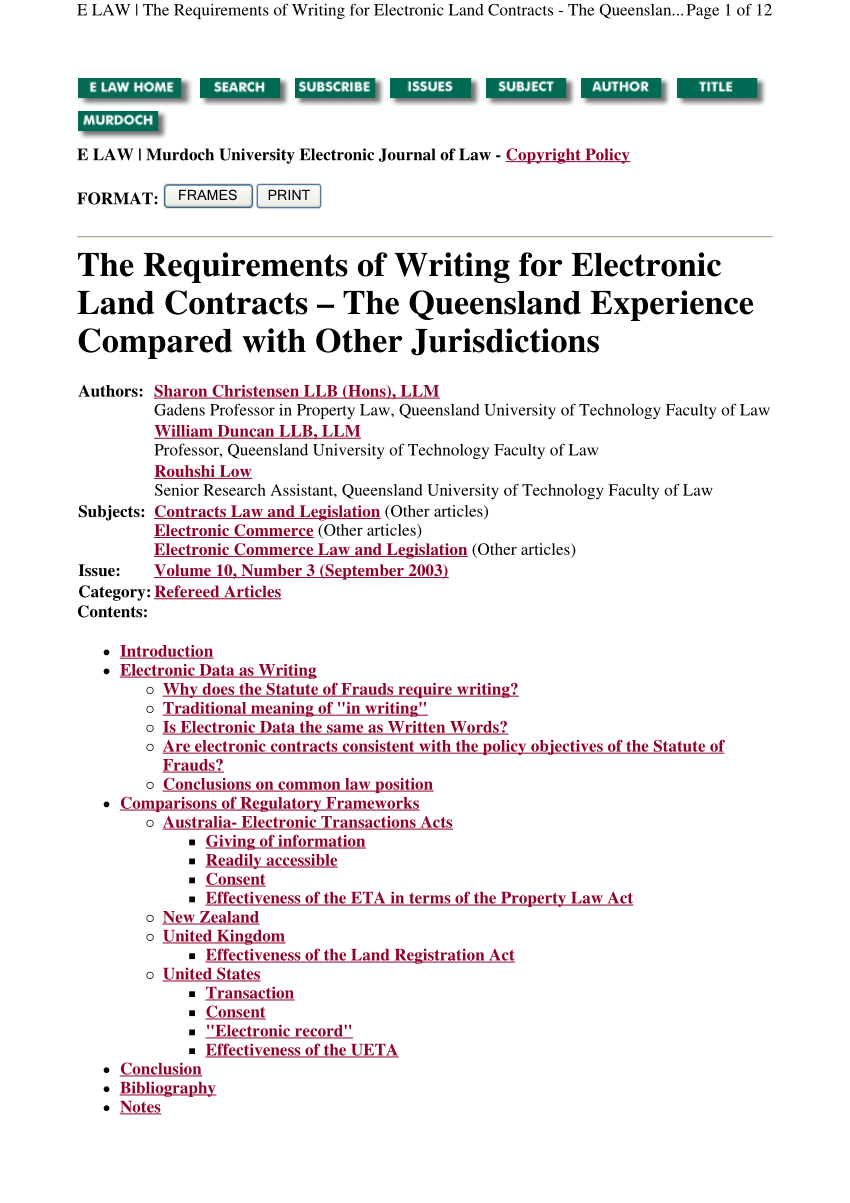 PDF) The Requirements of Writing for Electronic Land Contracts