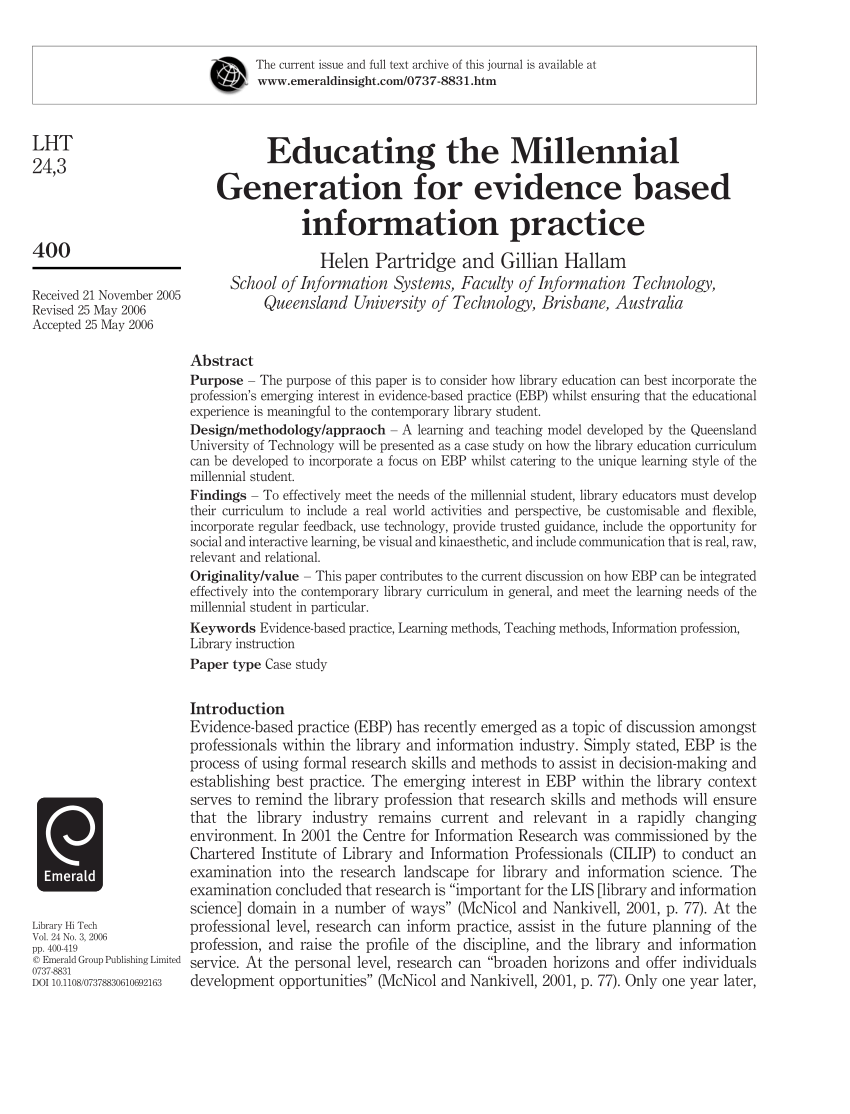 research paper about millennial language