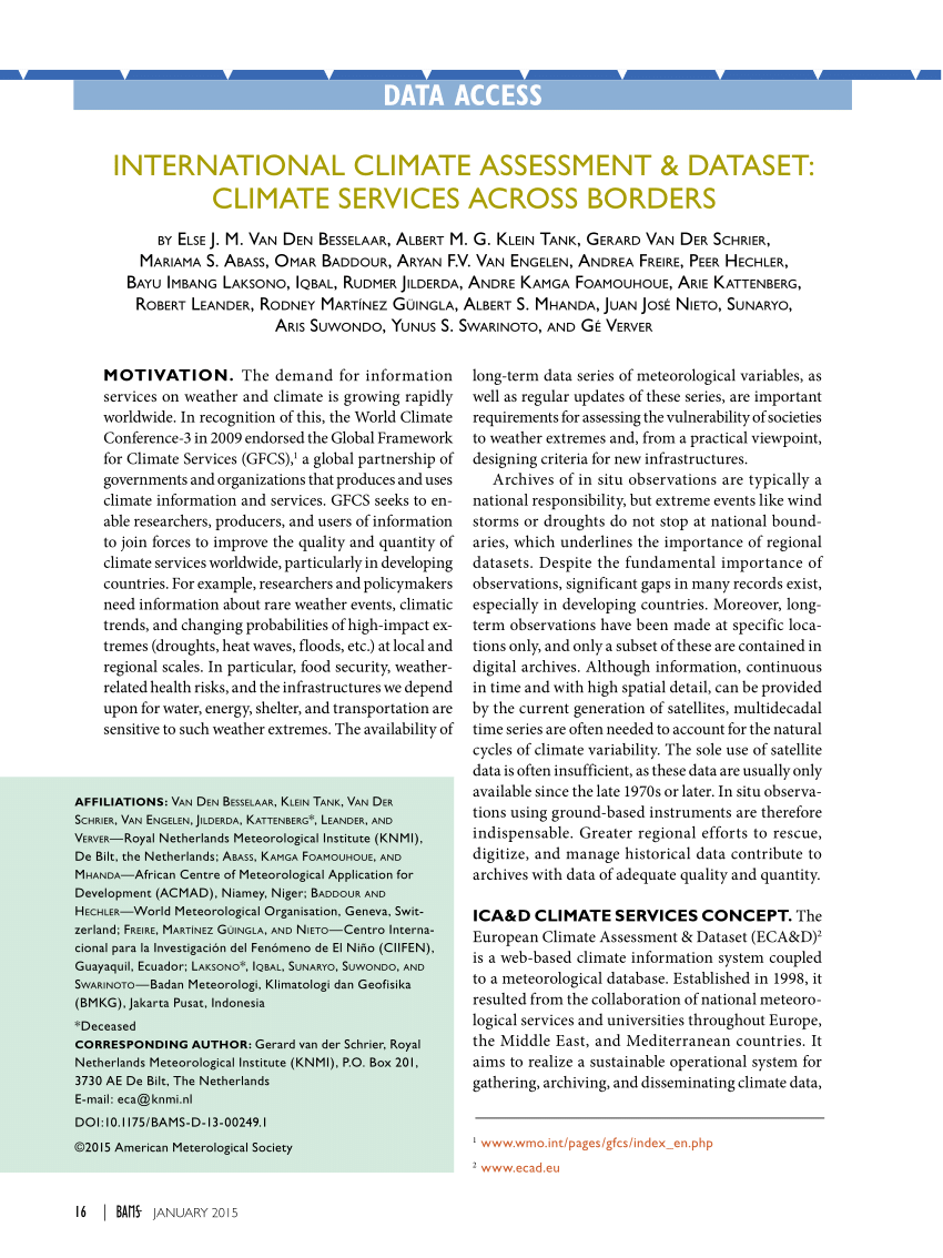 PDF International Climate Assessment Dataset Climate Services